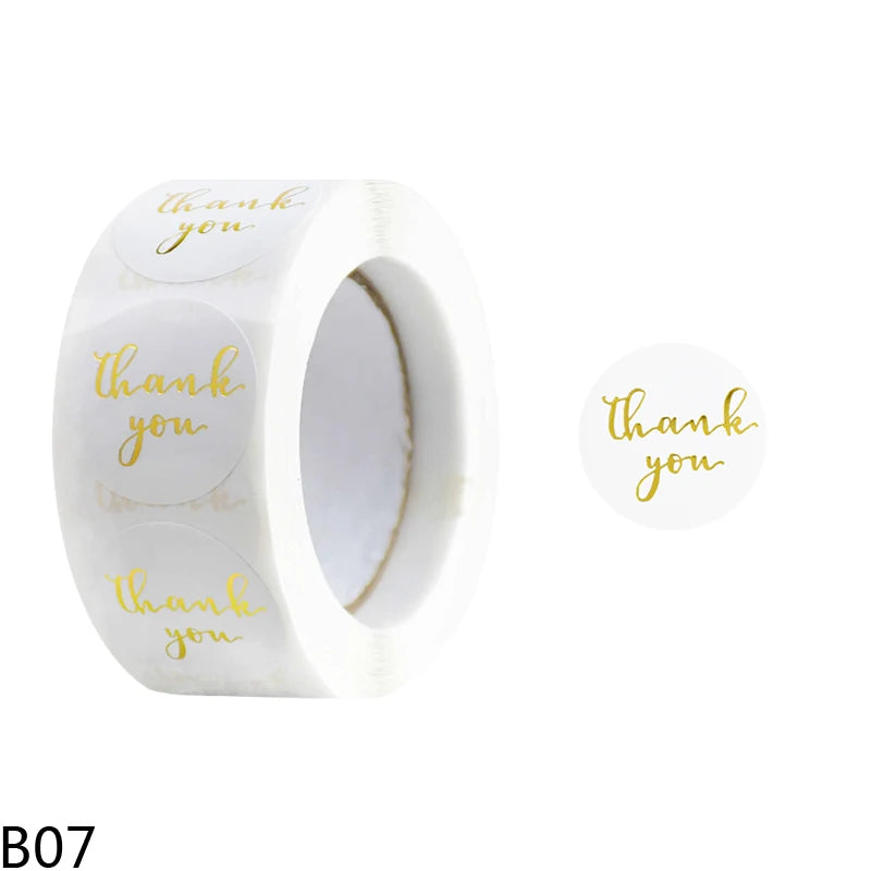500pcs/Roll 2.5cm Thank You Stickers