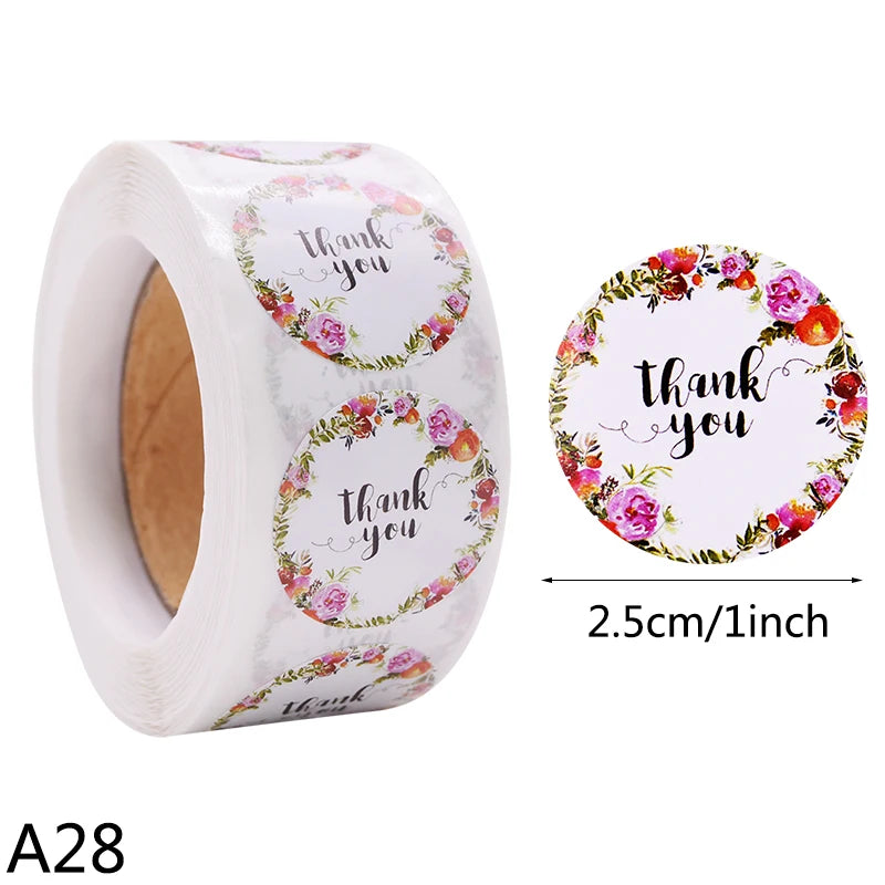500pcs/Roll 2.5cm Thank You Stickers