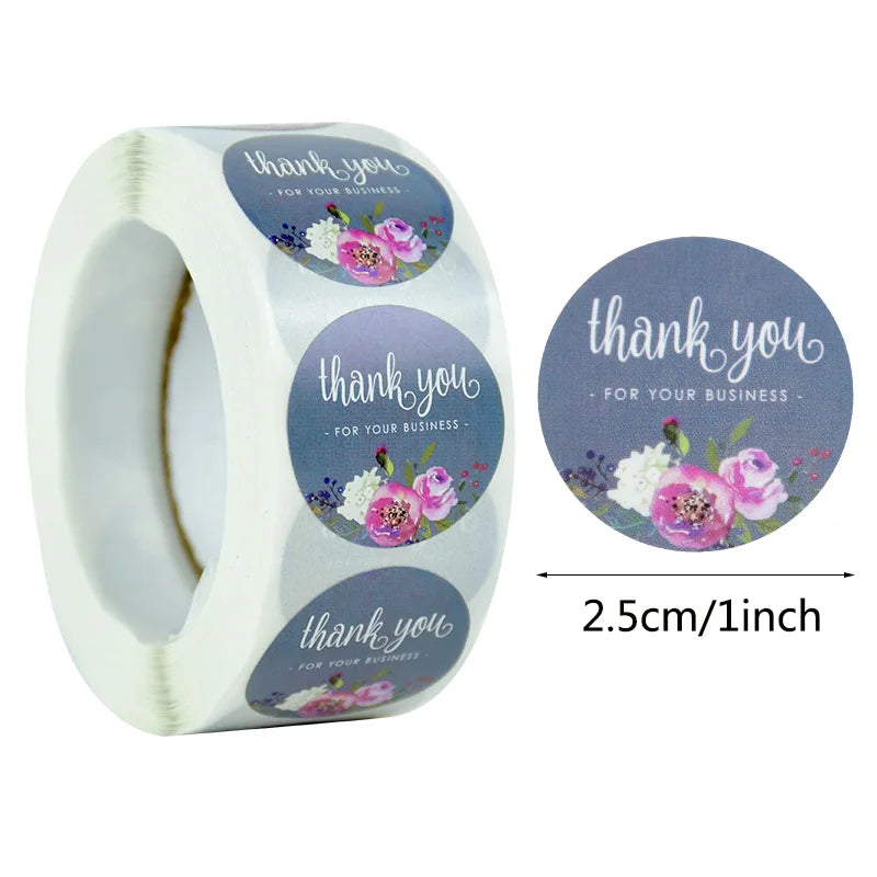 500pcs/Roll 2.5cm Thank You Stickers