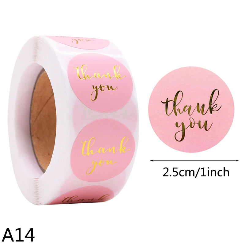 500pcs/Roll 2.5cm Thank You Stickers