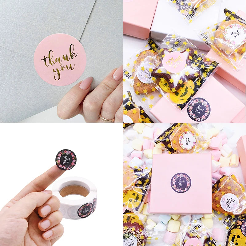 500pcs/Roll 2.5cm Thank You Stickers