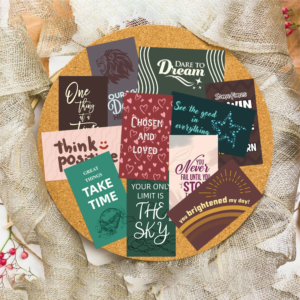 60pcs Uplifting Motivational Quote Cards