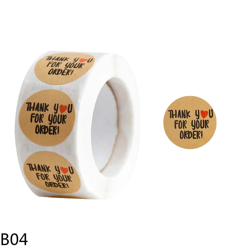 500pcs/Roll 2.5cm Thank You Stickers