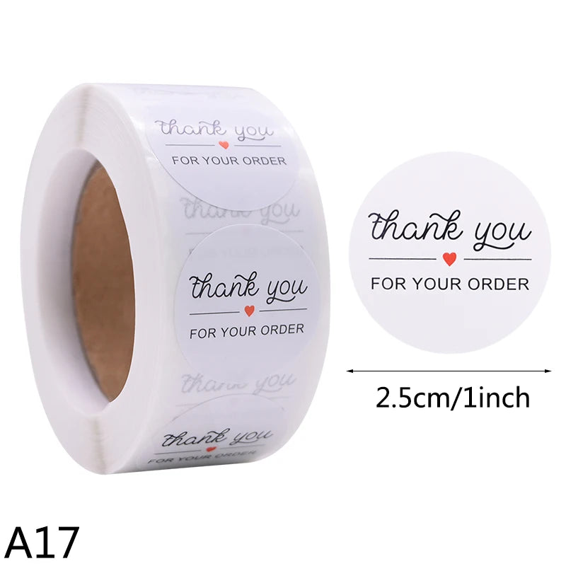 500pcs/Roll 2.5cm Thank You Stickers