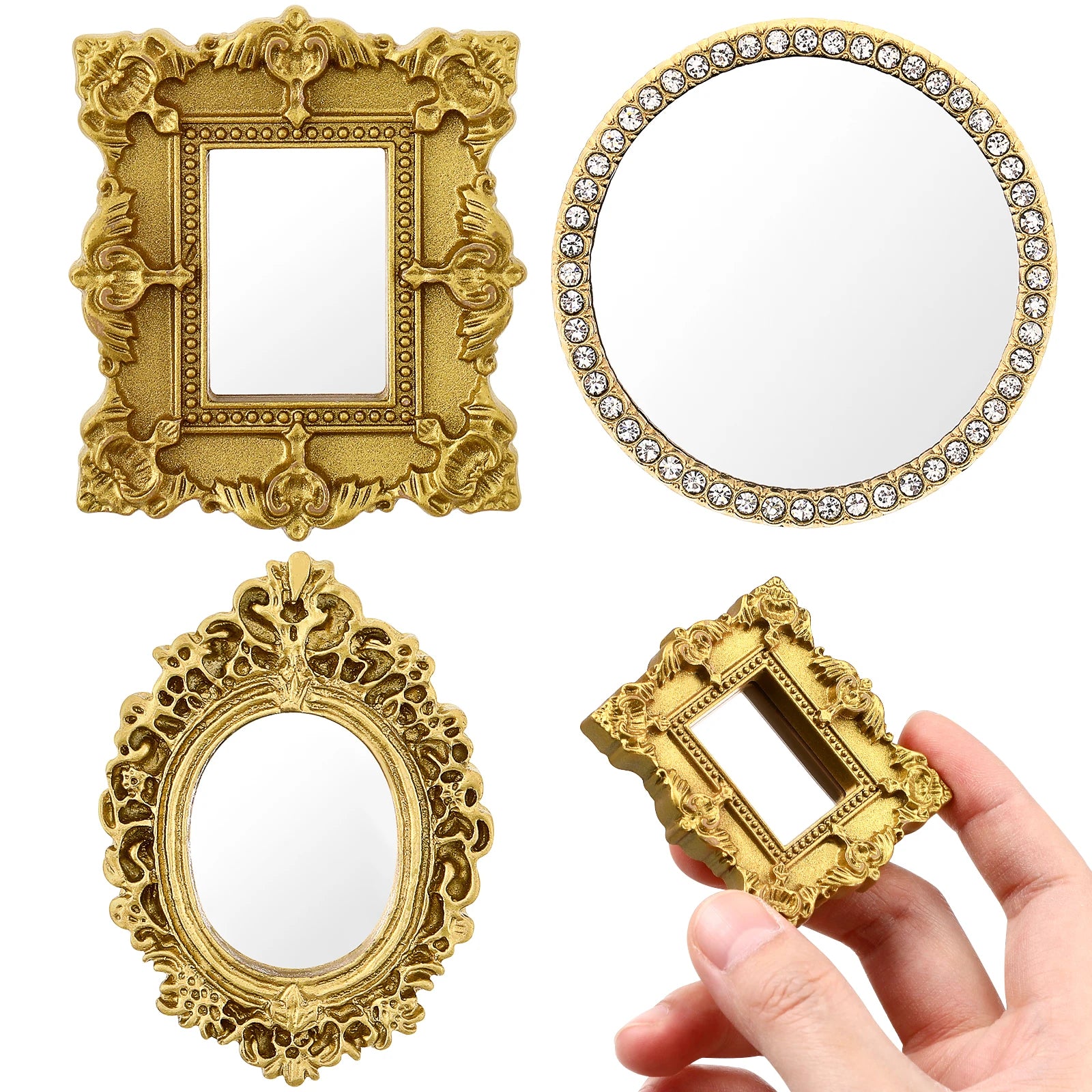 3Pcs Mini Vintage Mirror