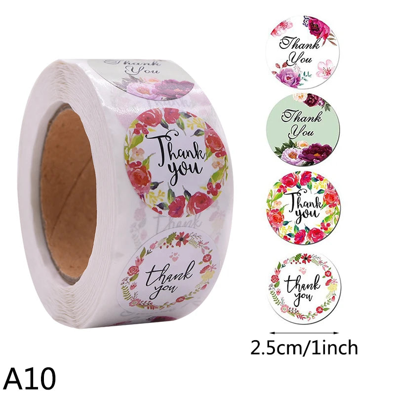 500pcs/Roll 2.5cm Thank You Stickers