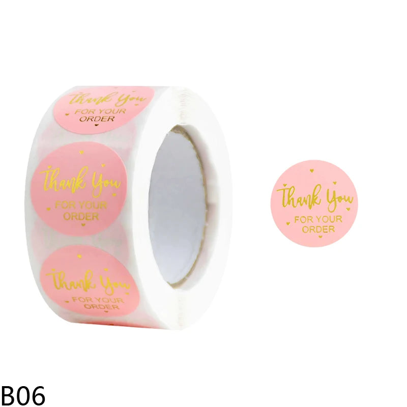 500pcs/Roll 2.5cm Thank You Stickers
