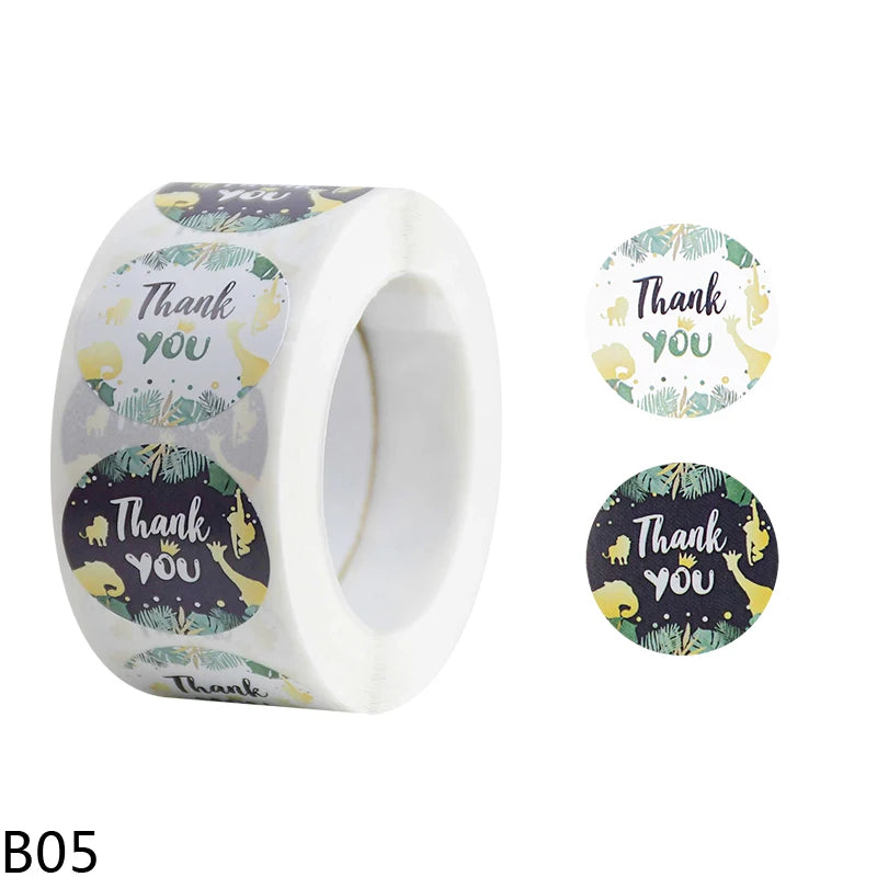 500pcs/Roll 2.5cm Thank You Stickers