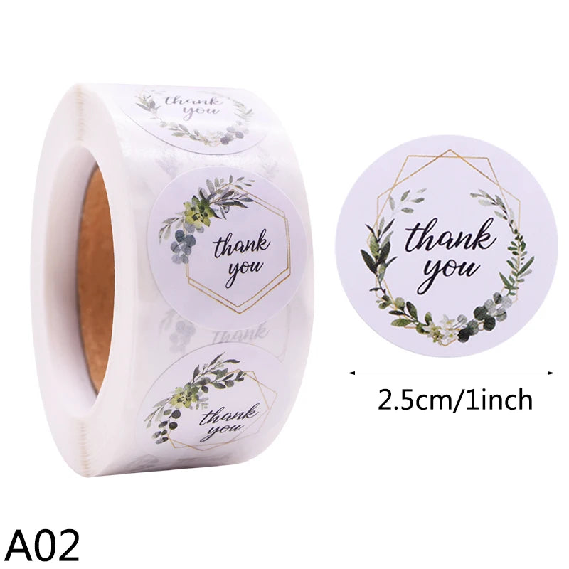 500pcs/Roll 2.5cm Thank You Stickers