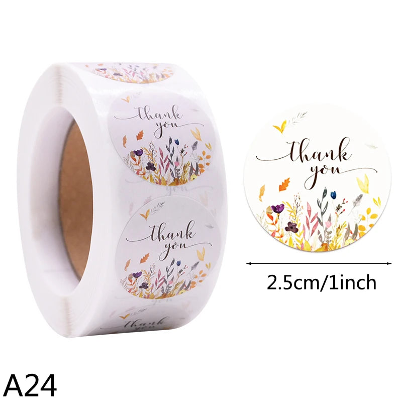 500pcs/Roll 2.5cm Thank You Stickers