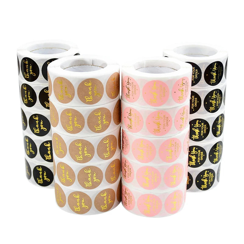 500pcs/Roll 2.5cm Thank You Stickers