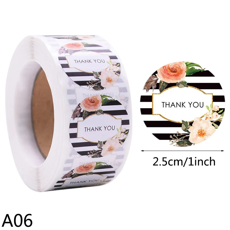 500pcs/Roll 2.5cm Thank You Stickers