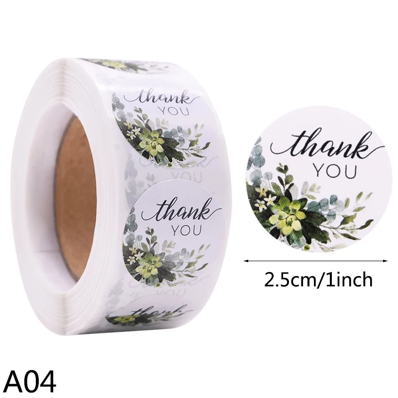 500pcs/Roll 2.5cm Thank You Stickers
