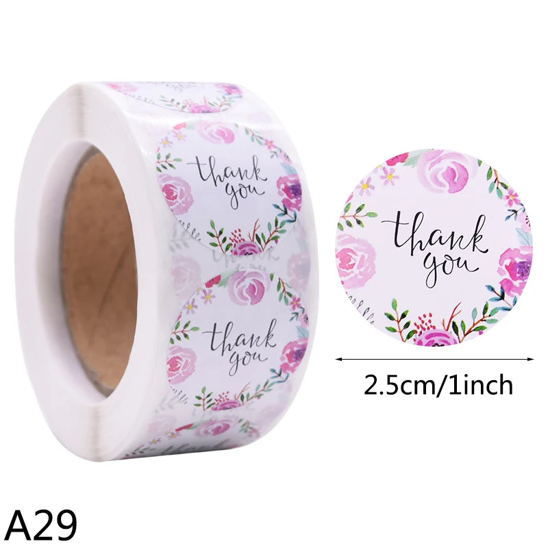 500pcs/Roll 2.5cm Thank You Stickers