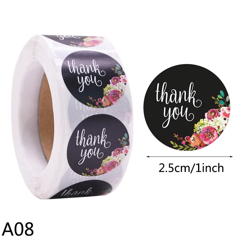 500pcs/Roll 2.5cm Thank You Stickers